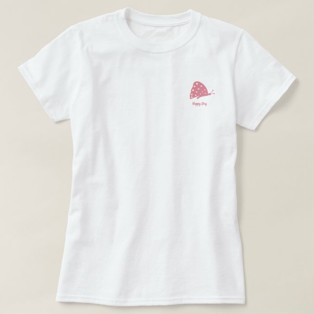 T-Shirt with Small Minimal Red Butterfly (Design Front)