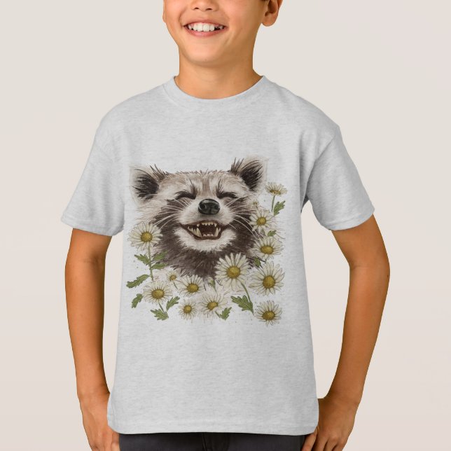 T-shirt with the print of a happy racoon "Racoon (Front)