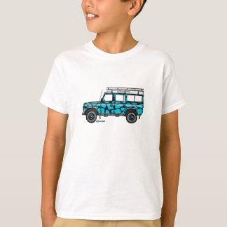 T-shirt with tough Defender in blue giraffe prints