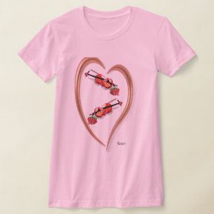T-Shirt : Woman's Heart Violin with a Rose