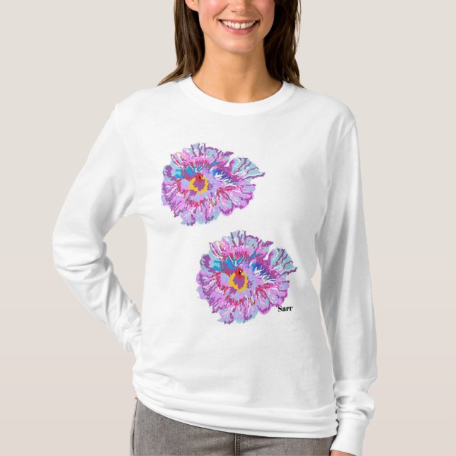 T-Shirt : Women's Long Leeve ? Flower Hibiscus (Front)
