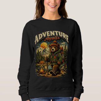 T-ShirtAdventure Awaits Vintage Bear Hiking Hoodie