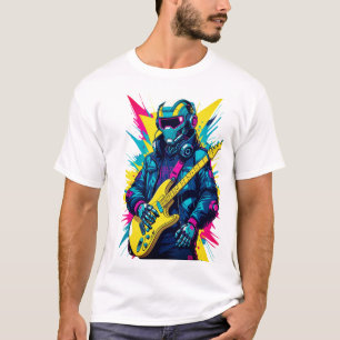 T-ShirtCyberpunk Robot Guitarist Synthwave Art Tee
