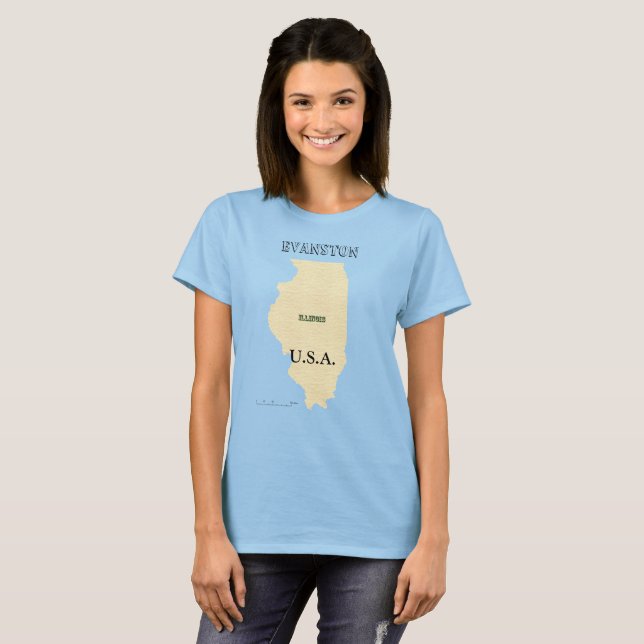 T-shirts - Illinois Map with City Name (Front Full)