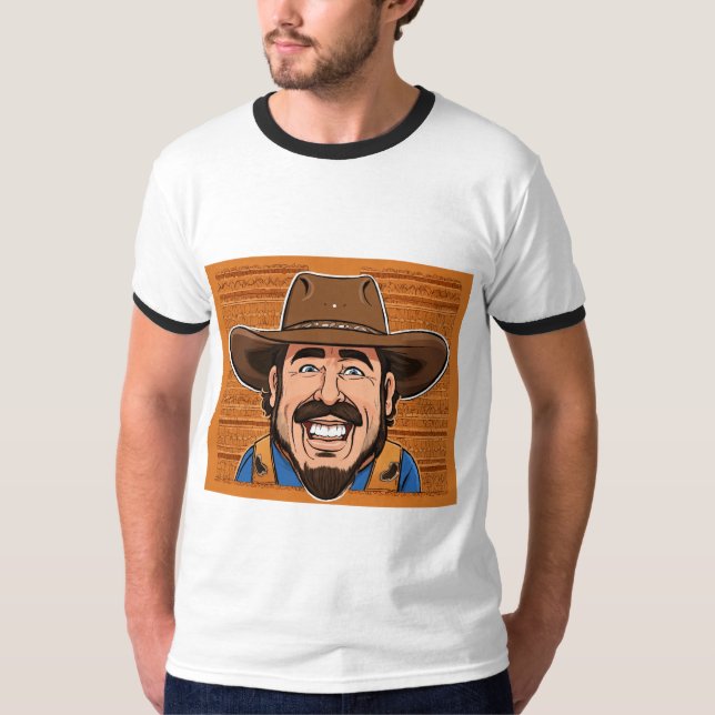 T-shirts with funny cowboy photo  (Front)