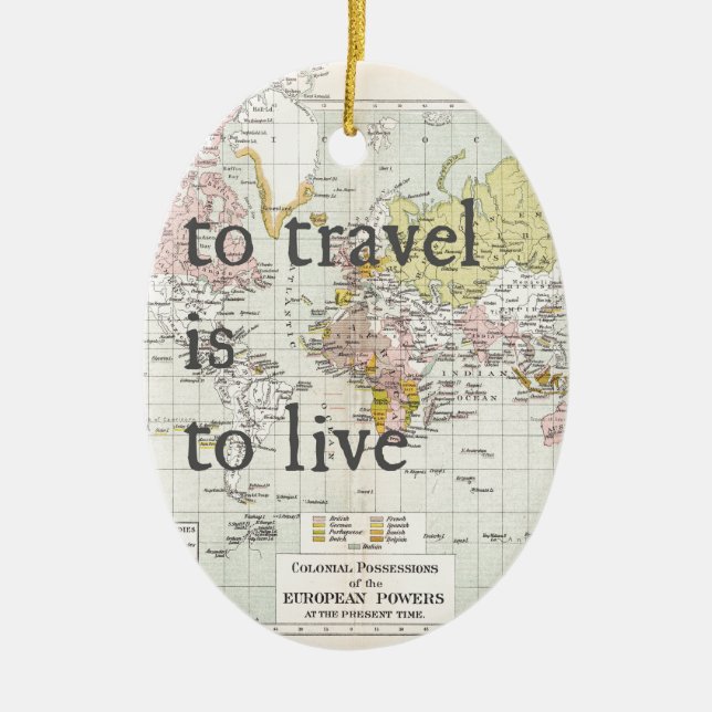 T Travel is To Live Ceramic Tree Decoration (Front)