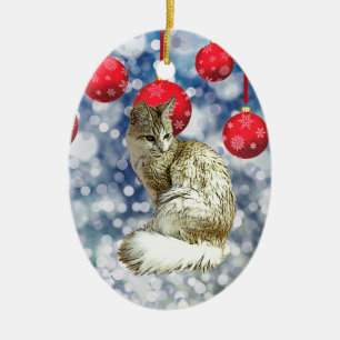 TA - Angora Cat Ceramic Tree Decoration
