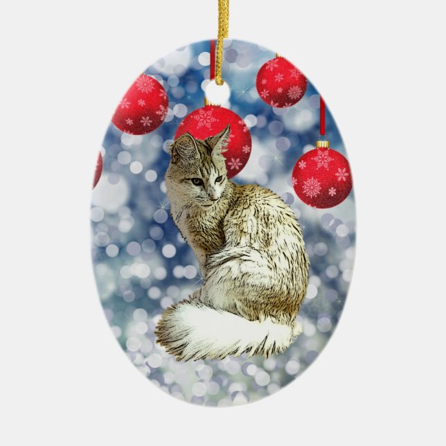 TA - Angora Cat Ceramic Tree Decoration (Front)