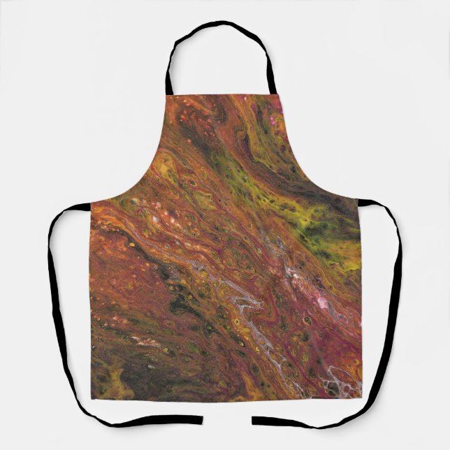 Tabarin 3 Warm Red Green Abstract Apron (Front)