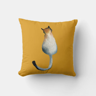 Tabby black and brown cat illustration cushion