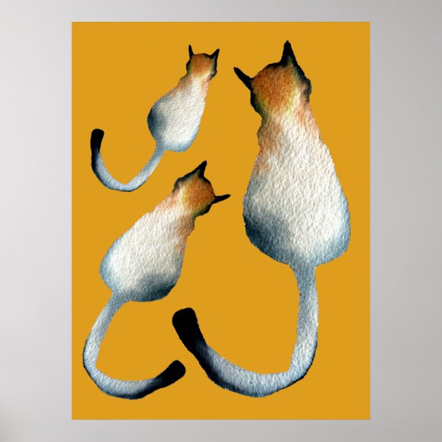 Tabby black and brown cat illustration poster (Front)