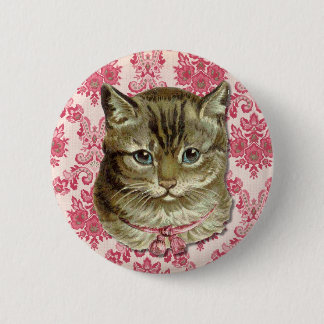 Tabby cat 6 cm round badge