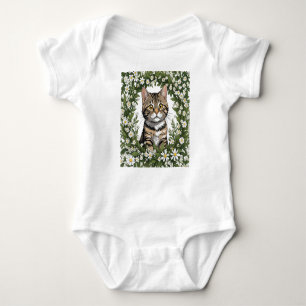 Tabby Cat And Massachusetts Mayflowers 1 Baby Bodysuit