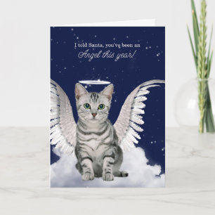 Tabby Cat Angel for Christmas Holiday Card