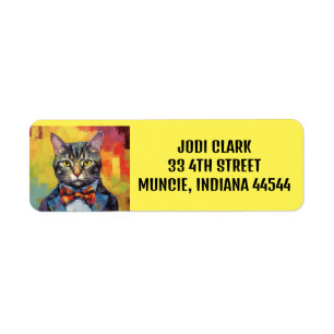 TABBY CAT ART RETURN ADDRESS LABELS