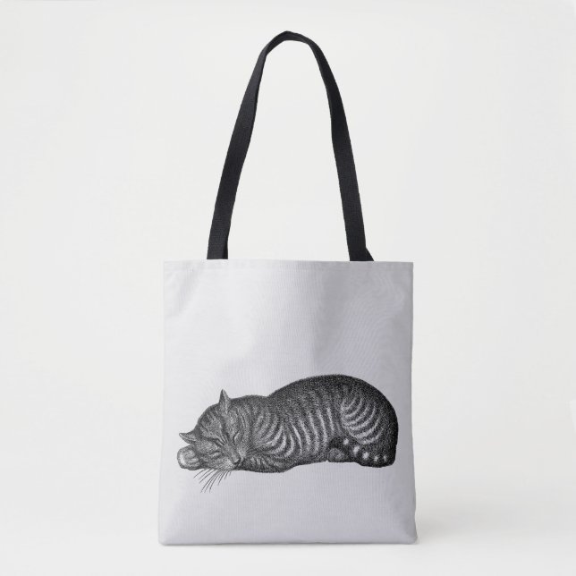 TABBY CAT ART TOTE PURSE BAG (Front)