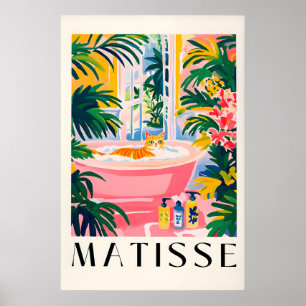 Tabby Cat Bath Print Funny Matisse Style Bathroom