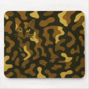 Tabby Cat Camouflage Art Mouse Pad