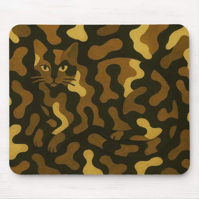 Tabby Cat Camouflage Art Mouse Pad (Front)