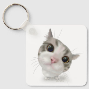 Tabby Cat Cartoon Key Ring