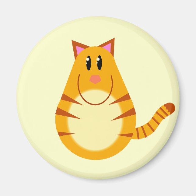 Tabby Cat Cartoon Magnet (Front)