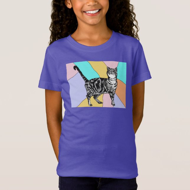 Tabby Cat cats cute striped pets girls T-Shirt (Front)