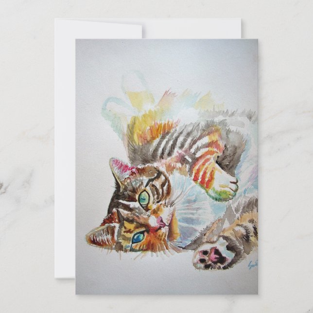 Tabby Cat Cats Painting Birthday Invitation (Front)