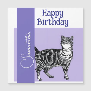 Tabby Cat Cats Purple Pet Girls Name Birthday