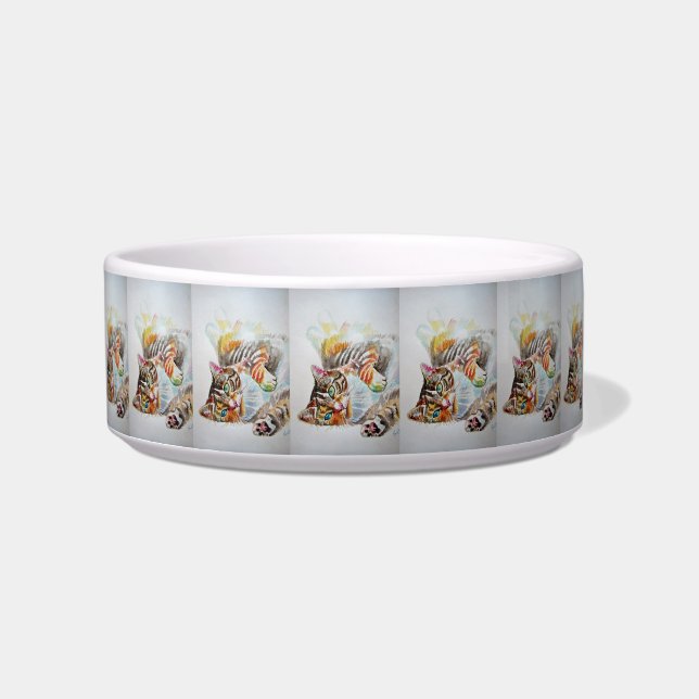 Tabby Cat cats Striped feline kitty Drink Bowl (Front)