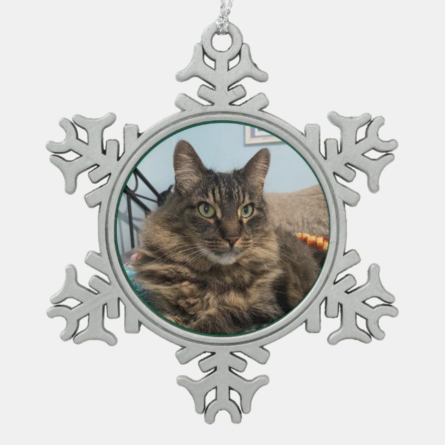 Tabby Cat Christmas Ornament (Front)