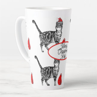 Tabby Cat Christmas Santa Hat Cats Red White Latte Mug