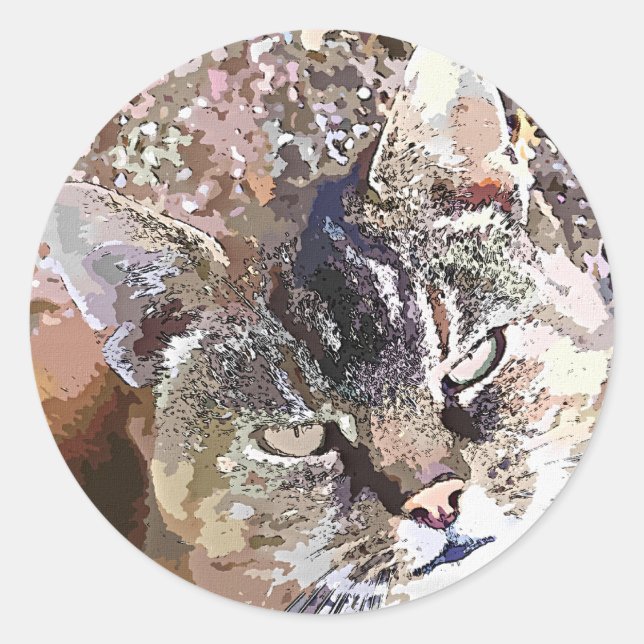 TABBY CAT CLASSIC ROUND STICKER (Front)