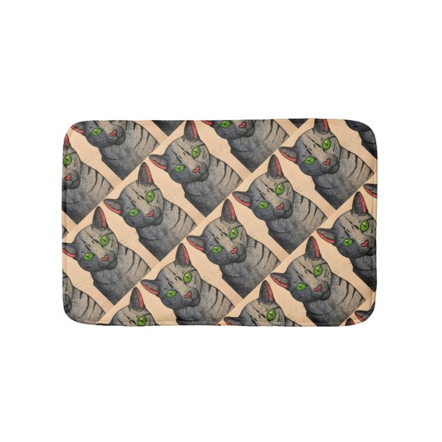 Tabby Cat Custom Small Bath Mat (Front)