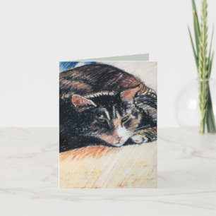 Tabby Cat Customisable Note Card, Green Card