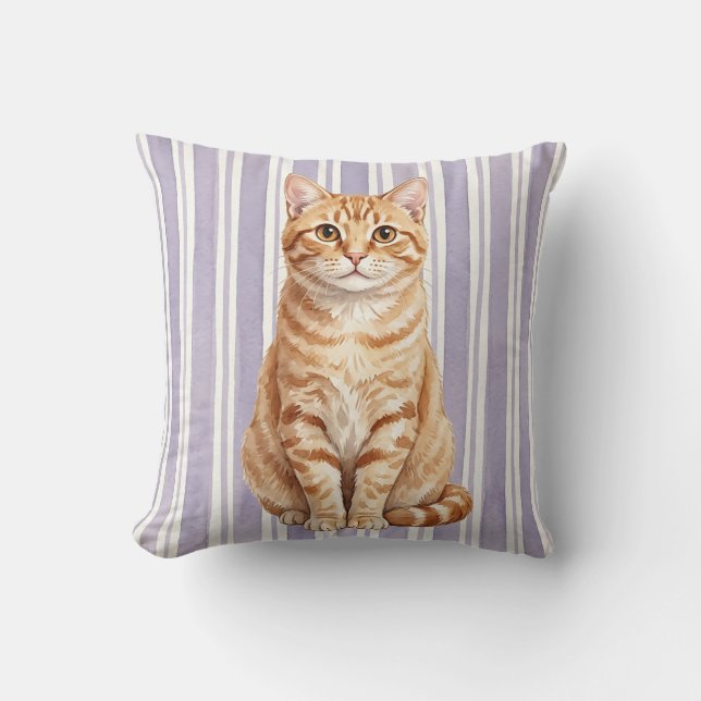 Tabby Cat Decorative Pillow (Front)