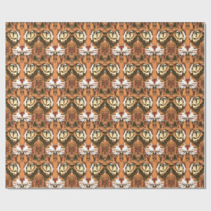 tabby cat face pattern wrapping paper