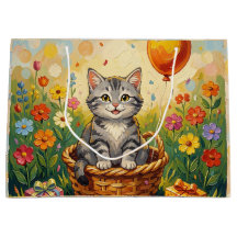 Tabby Cat & Flowers | Girl's Happy Birthday