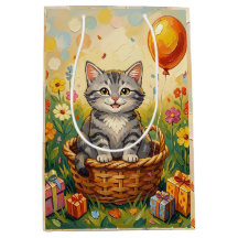 Tabby Cat & Flowers | Girl's Happy Birthday