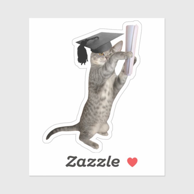 Tabby Cat Graduation Sticker (Sheet)