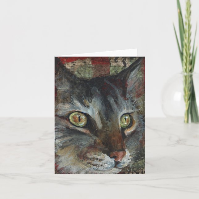 Tabby Cat Greeting Card (Front)