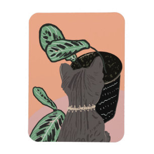 Tabby Cat Grey Plants Thank You  Magnet