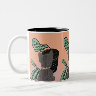 Tabby Cat Grey Plants Two-Tone Coffee Mug