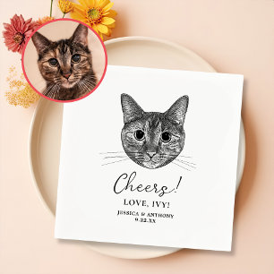 Tabby Cat Hand Drawing Personalised Cheers Napkin