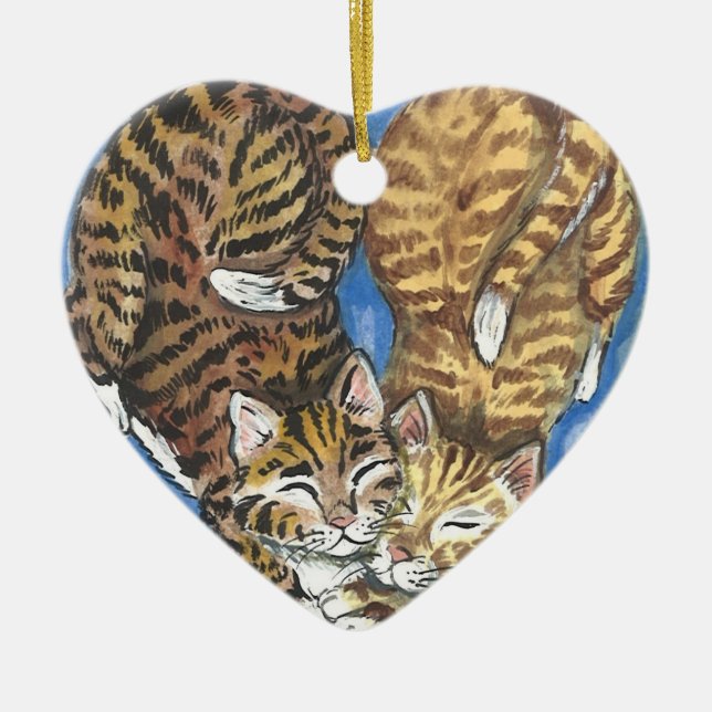 Tabby Cat Heart Xmas Valentine Memorial Ornament (Front)