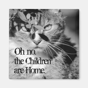 Tabby Cat Hiding "Oh no,the Children are Home"  Ma Magnet