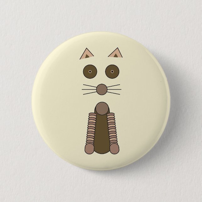 Tabby CAT Illustration 6 Cm Round Badge (Front)