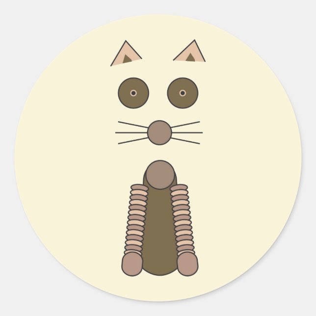 Tabby CAT Illustration Classic Round Sticker (Front)
