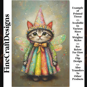 Tabby Cat In A Rainbow Fairy Costume BT2 Decoupage Tissue Paper