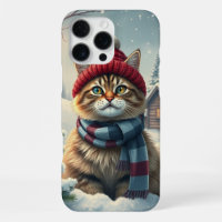 Tabby Cat in Preppy Winter Attire and Hat