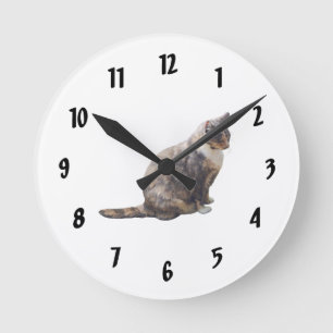 Tabby Cat in Shades of Brown Round Clock